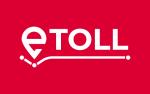 napis e-TOLL na czerwonym tle i logo.