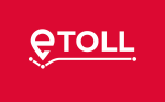 Napis e-Toll i logo na czerownym tle
