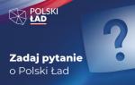 Plansza z logo Polskiego Ładu ze znakiem zapytania w prawym rogu oraz napisem 